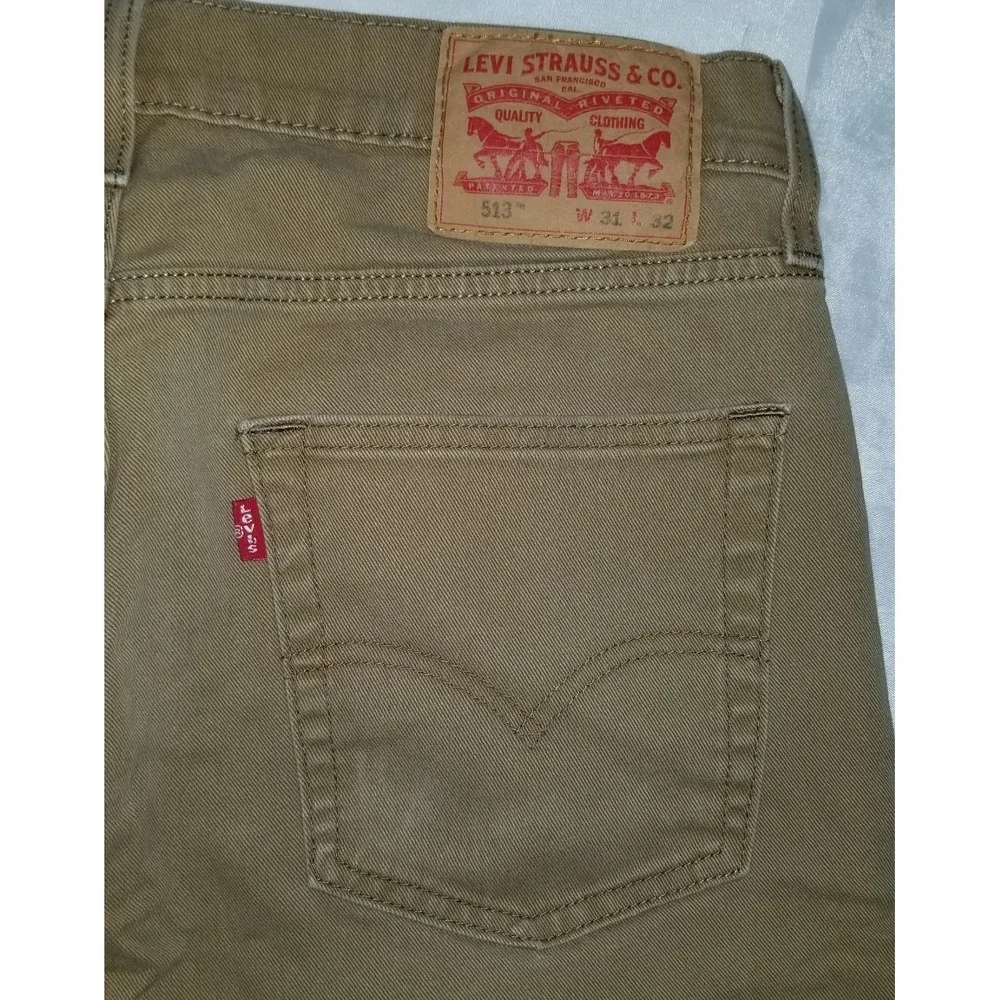Levi's‎ 513 Slim Straight Pants 30x32 Brown Stretch Denim Casual Five-Pocket